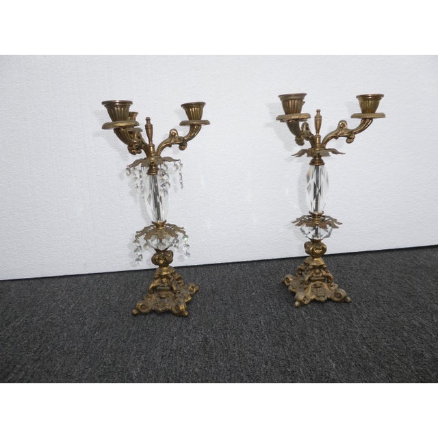 French Provincial Candalabras Candle Holders W/ Crystals a Pair Chairish