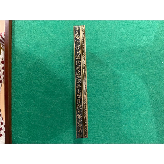 Metal Vintage Brass and Enamel Etched Box For Sale - Image 7 of 8