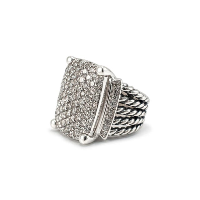 Early 21st Century David Yurman 925 Sterling Silver Wheaton Diamond Cocktail Ring For Sale - Image 5 of 7
