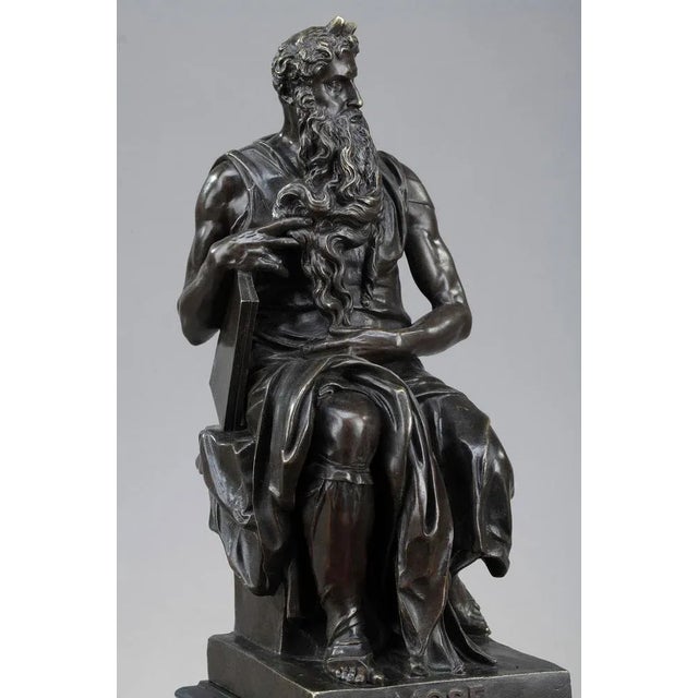 19th Century Napoleon III Marble Inkwell After Michelangelo's Moses For Sale - Image 11 of 18