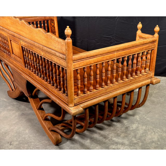 Vintage Solid Teak Thai Carved Elephant Howdah Bench / Loveseat For Sale - Image 10 of 12