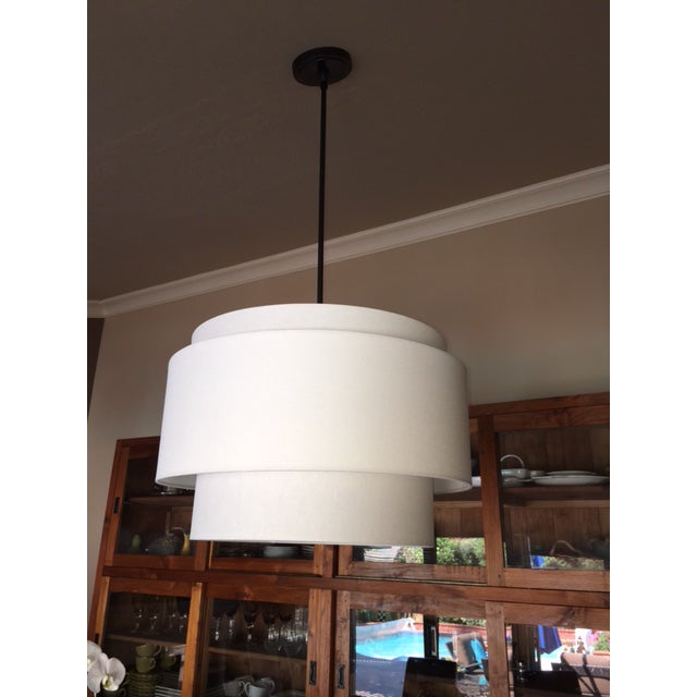 Rejuvenation Tiered Linen Drum Pendant Lights A Pair Chairish