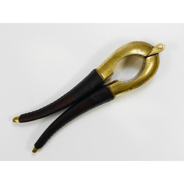 Carl Auböck Carl Aubock Vienna Signed Vintage Brass & Leather Nutcracker, Austria, 1950s attributed to Carl Auböck For Sale - Image 4 of 18