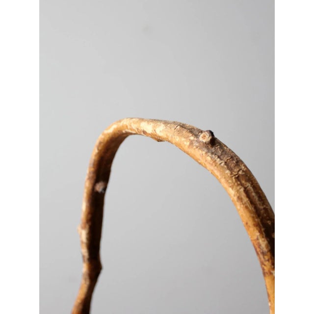 Red Vintage Rustic Woven Handle Basket For Sale - Image 8 of 13