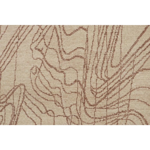 Late 20th Century Rug & Kilim’s Distressed Style Abstract Runner in Beige-Brown Geometric Pattern For Sale - Image 5 of 7