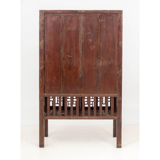 Chinese Carved Elm Wood Cabinet For Sale - Image 9 of 9