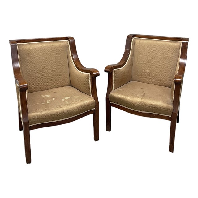 Pair of Vintage Swedish Neoclassical Style Armchairs For Sale
