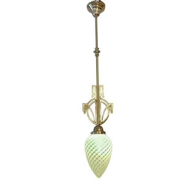 Art Nouveau Lamp in Brass and Glass, 1890s For Sale