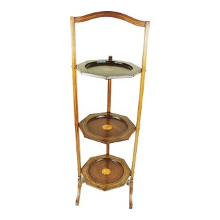 English Edwardian Period Mahogany Folding Cake Stand For Sale