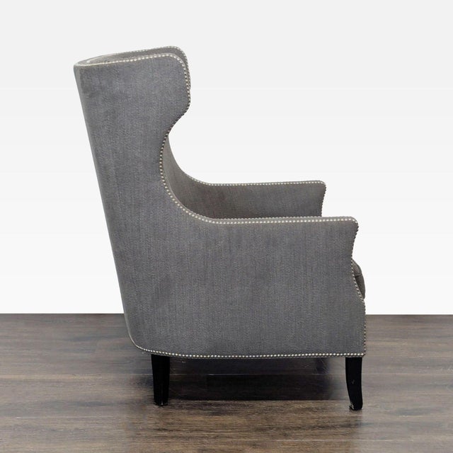 Bernhardt Bernhardt Kingston Gray High Back Lounge Chair With Nailhead Trim For Sale - Image 4 of 8