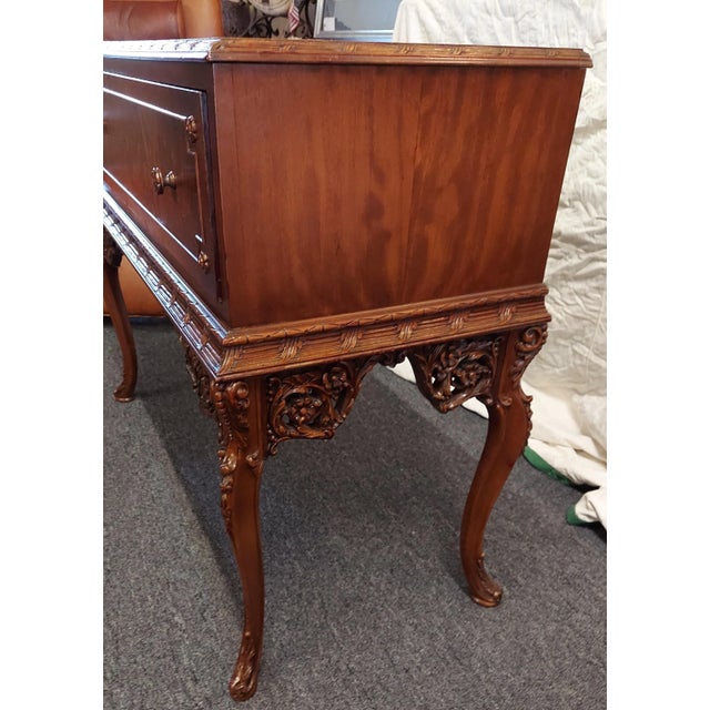 Antique French Carved Flame Mahogony Server Chest For Sale In Boston - Image 6 of 9