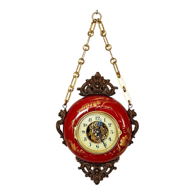 19th Century French Farcot Skeleton Clock Sang De Boeuf Ceramic Case For Sale