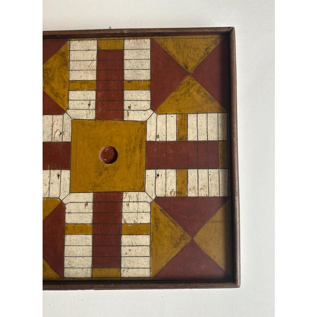 Americana Parcheesi Gameboard With Checkers on the Reverse, 1900 For Sale - Image 4 of 12