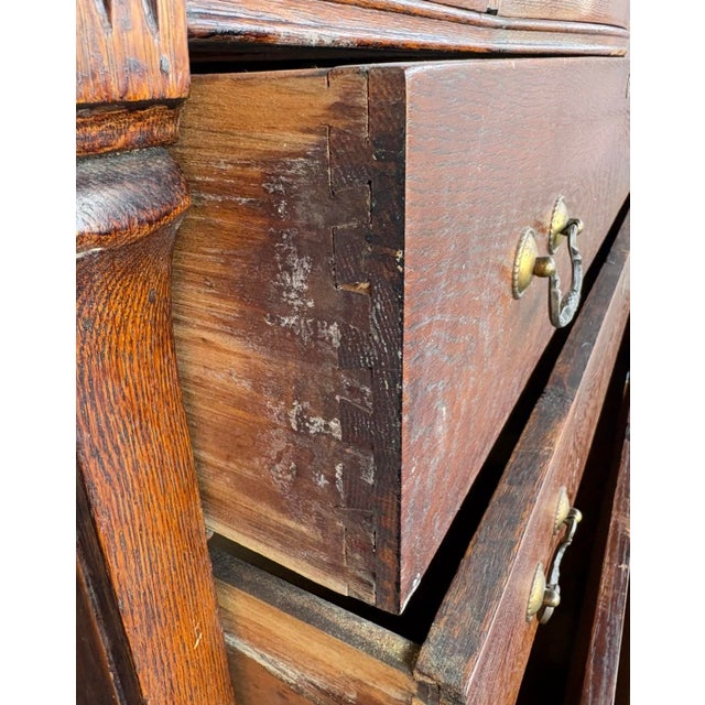 Antique Oak Tall Chest W Mirror For Sale - Image 13 of 16