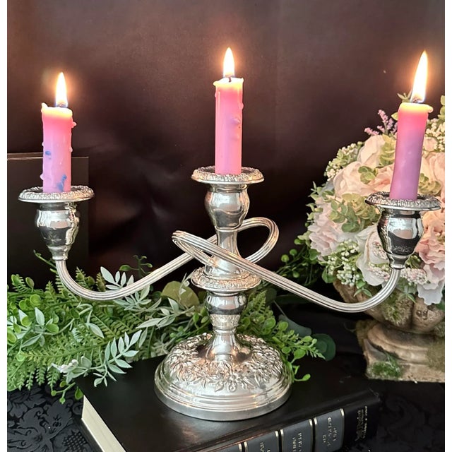 Vintage Kirk and Son Sterling Silver Repousse Candelabra For Sale - Image 9 of 9