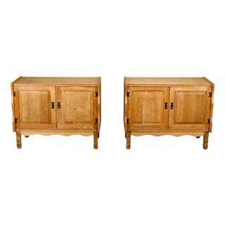 Mid-Century Danish Oak Bedside Cabinets by Henning Kjærnulf, Denmark, 1960s, Set of 2 For Sale