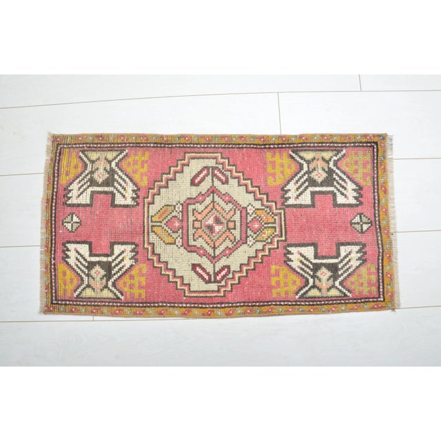 1960s Handmade wool and cotton rug in Turkish Anatolian Small Rug, Vintage Doormat Rug, Turkish Decorative Rug, Handmade...