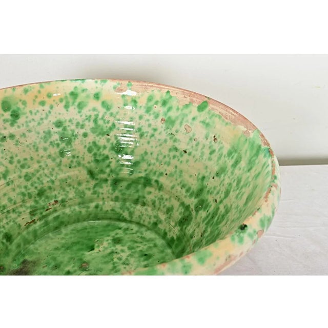 Ceramic Italian 19th Century Green Splatter Glazed Terracotta Passata Bowl For Sale - Image 7 of 7