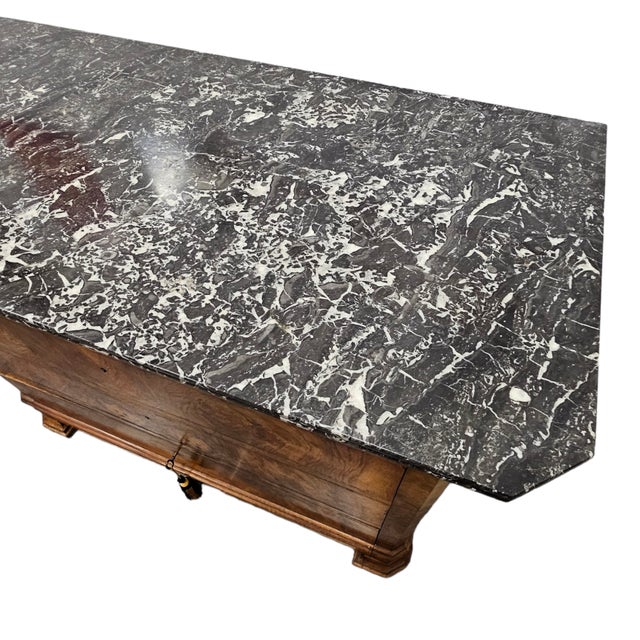 19th Century French Louis Philippe Burl Walnut Commode With Marble Top For Sale - Image 11 of 18