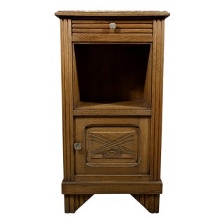 Living Room or Bedside Table in Oak and Marble, 1930s For Sale