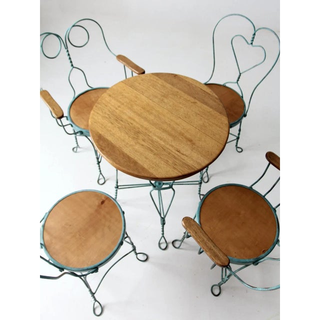 Vintage Ice Cream Parlor Table Set With 4 Chairs Chairish