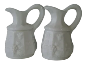 1980s Small Milk Glass Creamers / Syrup Vases - a Pair