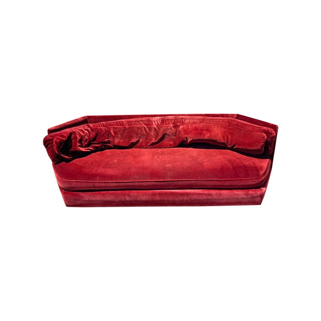 Red Mid Century Modern Vintage Sofa or Couch in Milo Baughman Style Design For Sale - Image 8 of 9