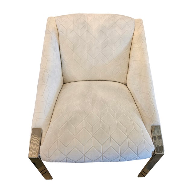 1970s Mid Century Angular Club Cha With Polished Nickel Supports in Andree Putman's Style For Sale - Image 4 of 9