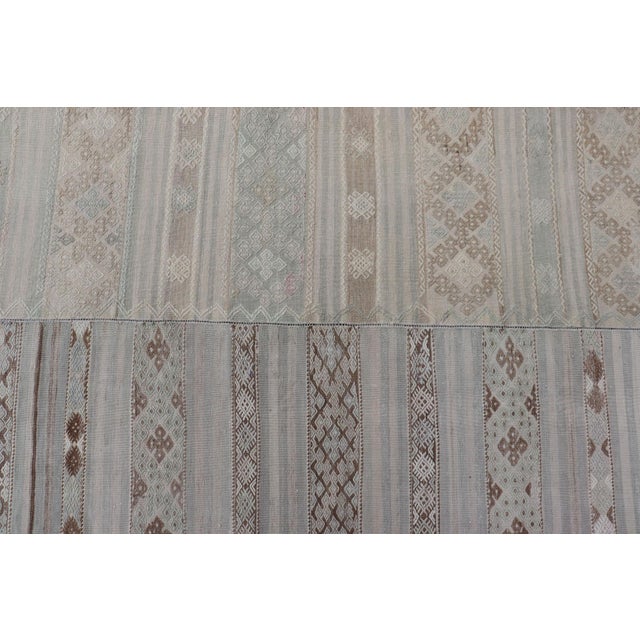 Vintage Neutral Paneled Kilim Flat-Weave in Neutral Muted Tones For Sale - Image 9 of 13