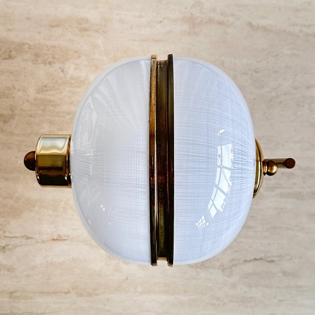 1970s Mid-Century Italian Milk Glass and Brass Wall Lamp, 1970s For Sale - Image 5 of 12