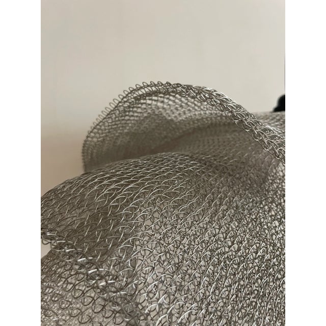 21st Century Handcrafted Knitted Lamp Veil in Silver Color, D100cm For Sale - Image 9 of 9