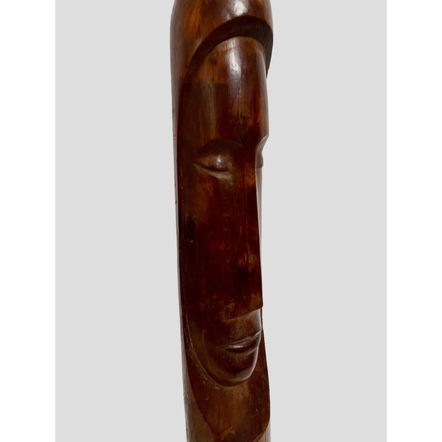 1970s Florencio Gelabert, Cuban Master Florencio Gelabert Sculpture Large Wood Carving Bust Man Portrait For Sale - Image 5 of 18