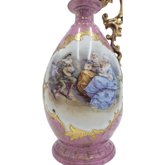 Late 19th Century Antique Rococo Revival Porcelain Pitcher With Gilded Detailing by Franz Stahl For Sale - Image 5 of 8