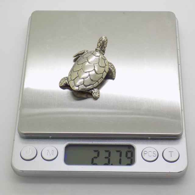 Vintage Italian Handmade Genuine Silver Sea Turtle Caretta Caretta Figurine, 1980s For Sale - Image 10 of 13