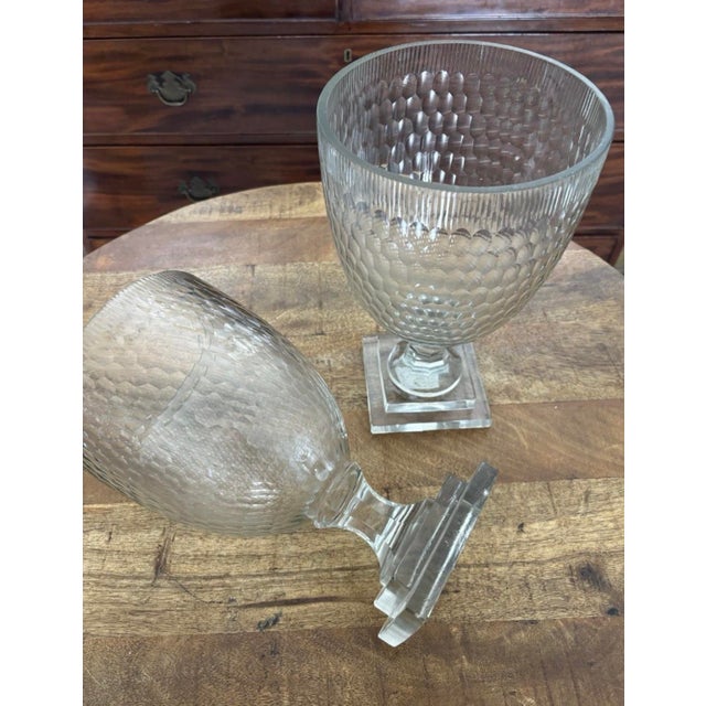 Mid Twentieth Century Molded Glass Apothecary Footed Urns For Sale - Image 6 of 8