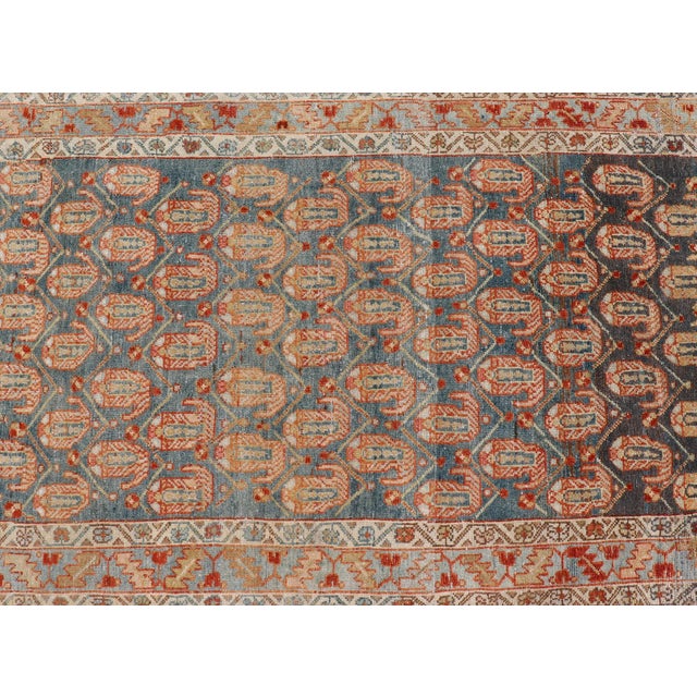 Long Antique Hand-Knotted Persian Malayer Runner in Wool With All-Over Design For Sale - Image 9 of 12