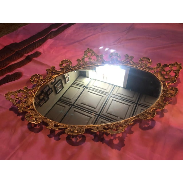 Metal Mid 20th Century Table Vanity Mirror Hollywood Regency For Sale - Image 7 of 11