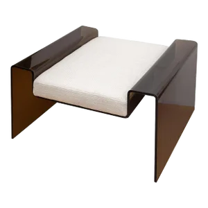 Vintage Spiros Zakas "Pintauro" Charcoal Gradient Lucite Bend Bench With Off White Upholstered Cushion 60's60's