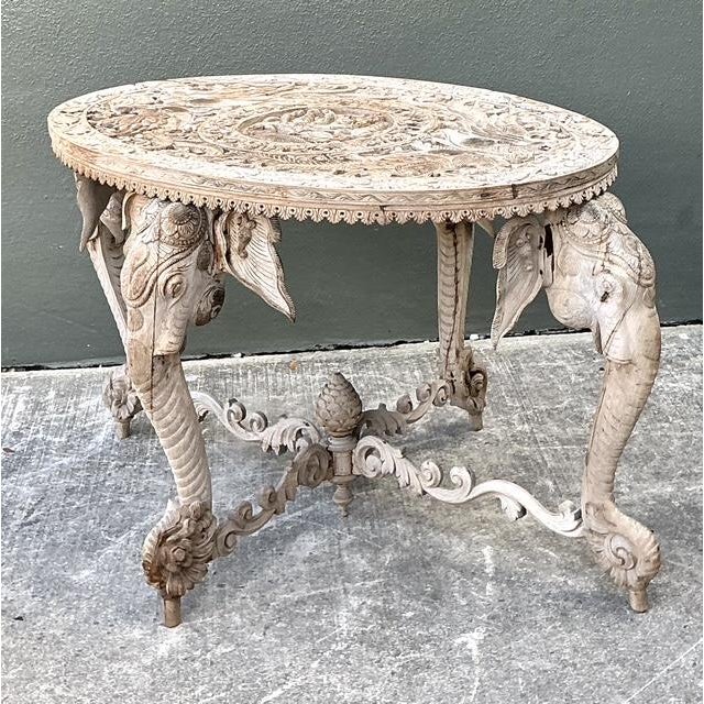 Vintage Hand Carved Elephant Side Table For Sale - Image 13 of 13