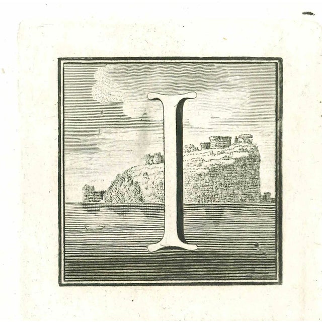 Capital letter for the antiquities of herculaneum exposed, original etching from the end of the 18th century, made by...