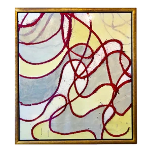 Jonathan Feldschuh Abstract Mixed Media Lacquer Painting, 1999