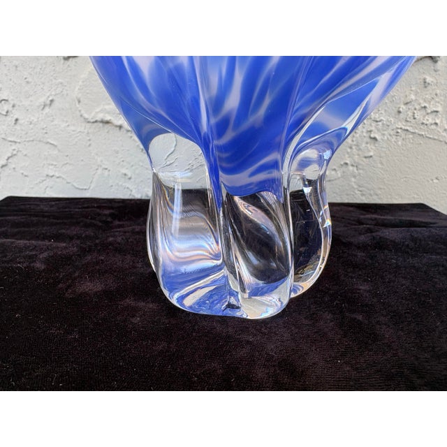 Glass Royal Gallery Blue & White Handblown Art Glass Vase, Poland, 1999 For Sale - Image 7 of 9