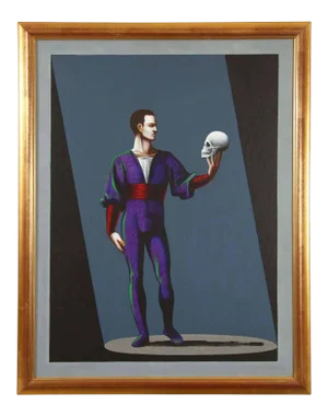 Late 20th Century "Hamlet: A Preliminary Study" Figurative Acrylic Painting by Lynn Curlee, Framed