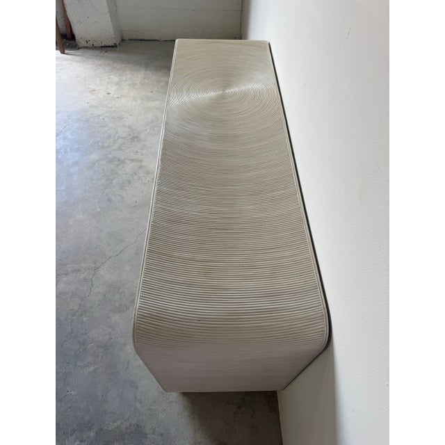 1970s Vintage Gabriella Crespi–Style Pencil Reed Rattan Credenza With Whitewash Finish For Sale - Image 11 of 12