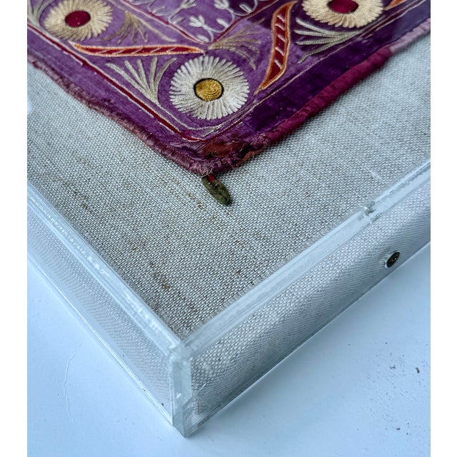 Antique Indian Silk Embroidery Textile, Framed For Sale - Image 15 of 18