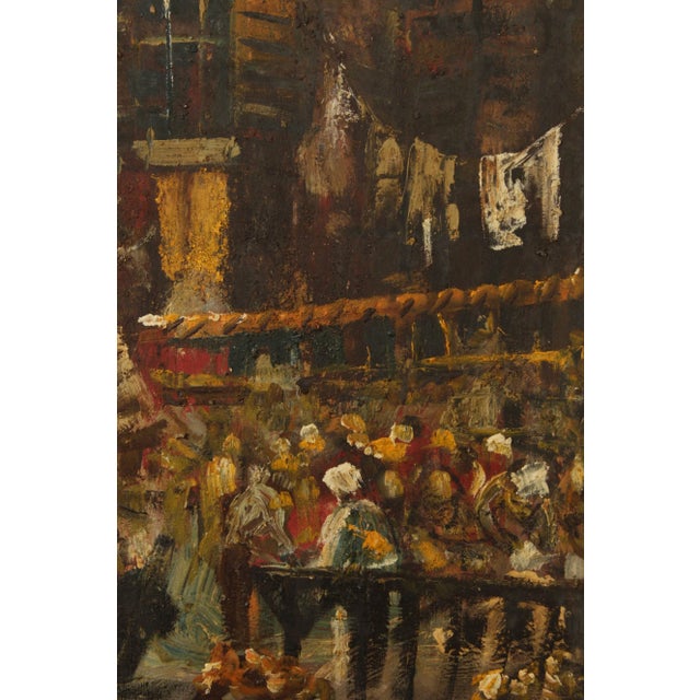 Mid 20th C. European Market Scene Original Painting, Signed For Sale - Image 10 of 13