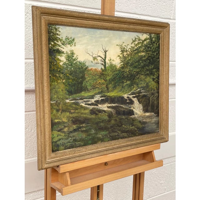 Oil Painting of River Forest Landscape in Ireland by 20th Century Post War Irish Artist, Tobias Everet Spence Art measures...