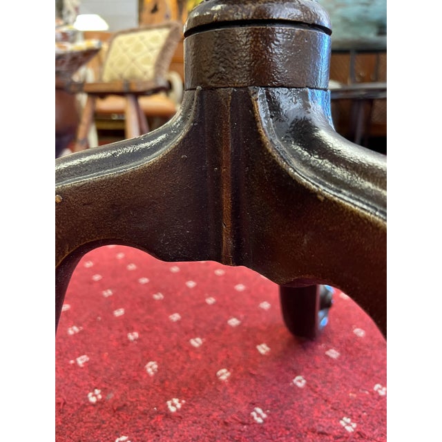 Bronze Vintage Set of 3 Cast Metal Occasional Pedestal Tables With Stone Top For Sale - Image 8 of 10