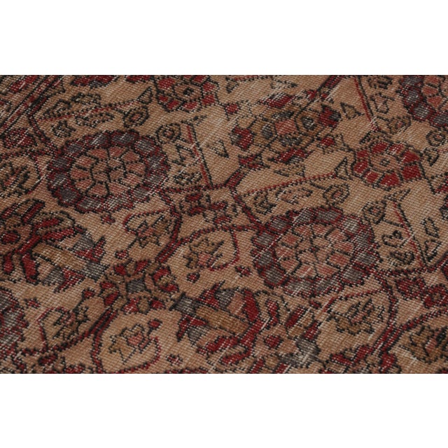 Camel Vintage Distressed Rug With Muted Floral Medallions - Rug & Kilim For Sale - Image 8 of 11