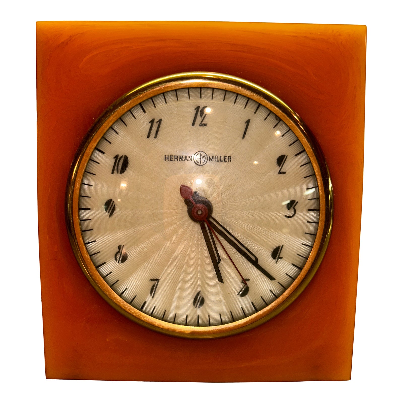 Gilbert Rohde for Herman Miller Alarm Desk Clock Orange Bakelite, 1930 ...